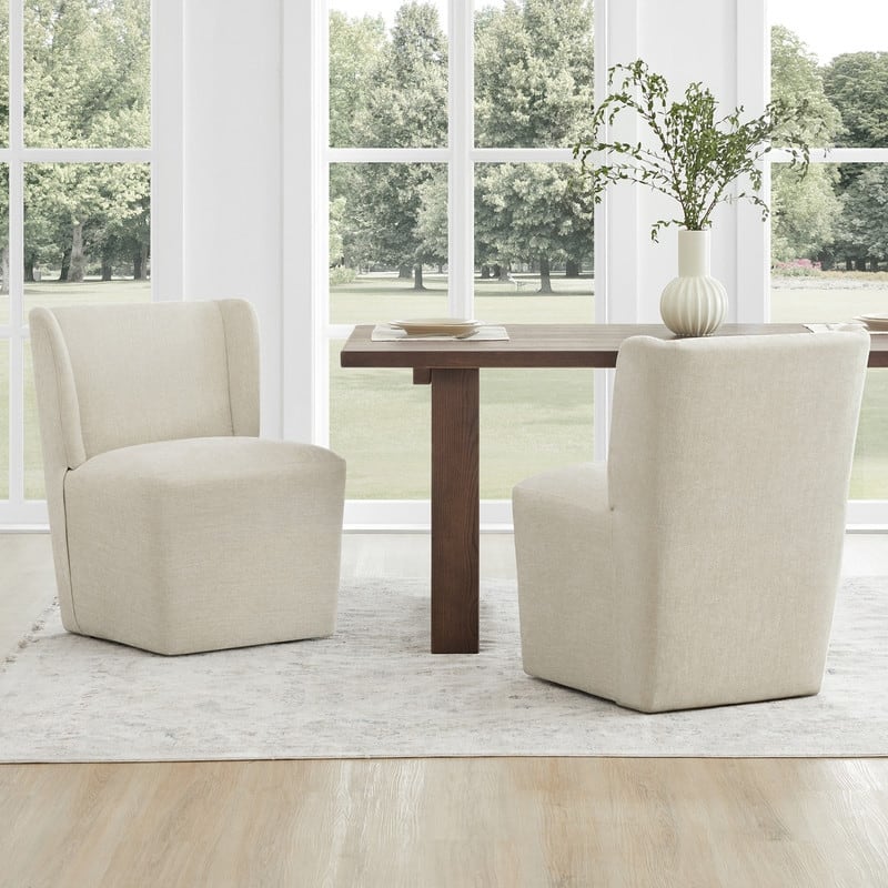 Spruce & Spring Iris Modern Upholstered Fabric Dining Chair with Casters