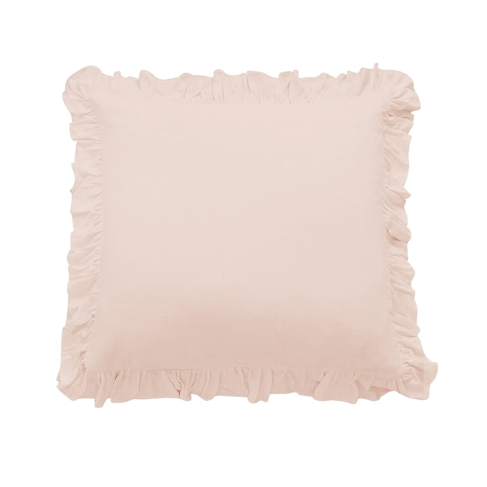 HiEnd Accents Lily Washed Linen Ruffled Euro Sham, 27"x27"