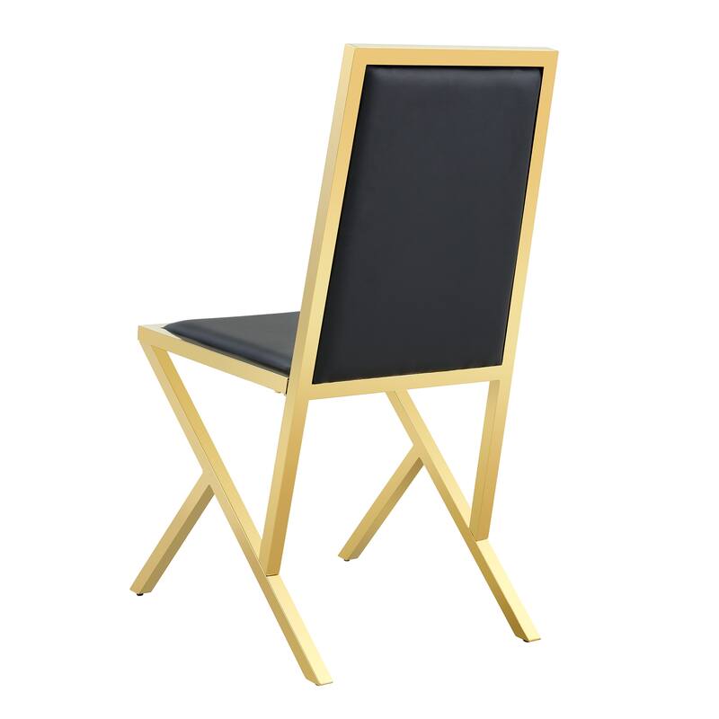 4-Pack Metal Framed PU Dining Chairs: Ergonomic Design, A Simple And Luxurious Choice Featuring Unique Gold Legs