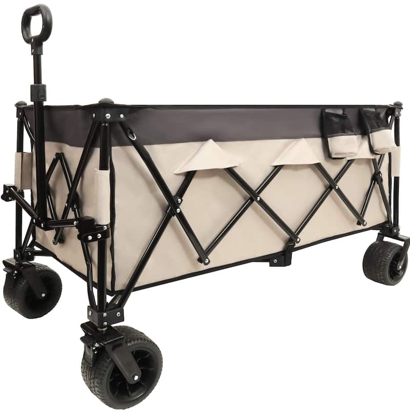 Heavy-Duty Foldable Utility Wagon - 480lbs Capacity,1:6 Space-Saving Fold & 7" All-Terrain Wheels,No Assembly Needed