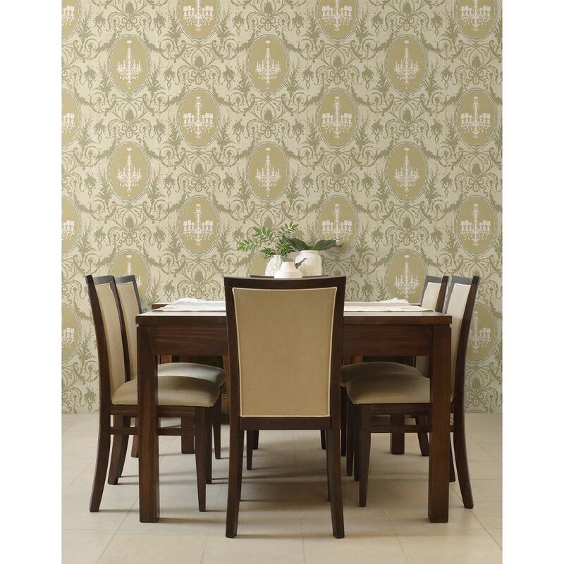 Seabrook Designs Melina Chandelier Cameo Unpasted Wallpaper