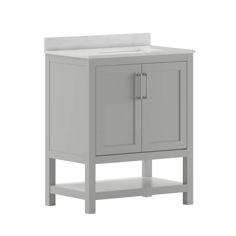 Bathroom Vanity with Undermount Sink and Open Storage Shelf