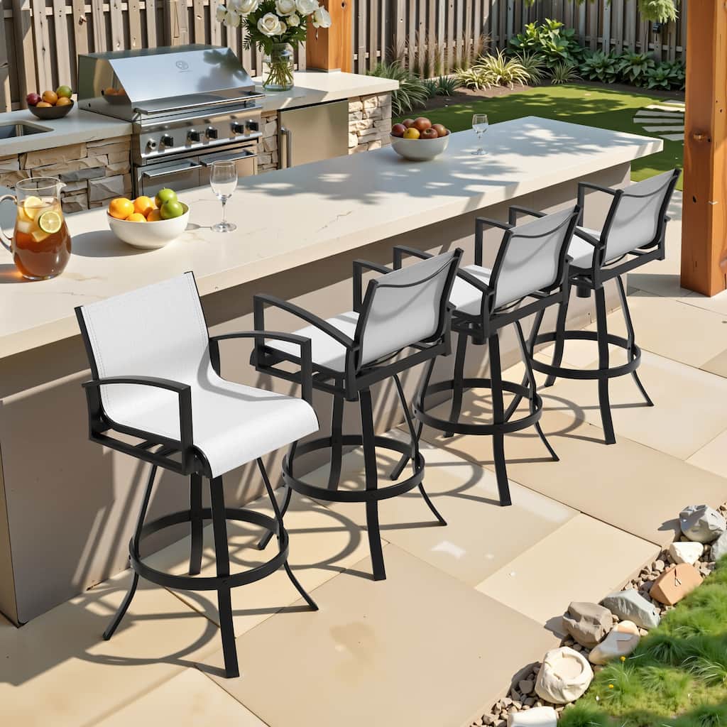 Outdoor All-weather Swivel Aluminum Bar Stools Sunbrella