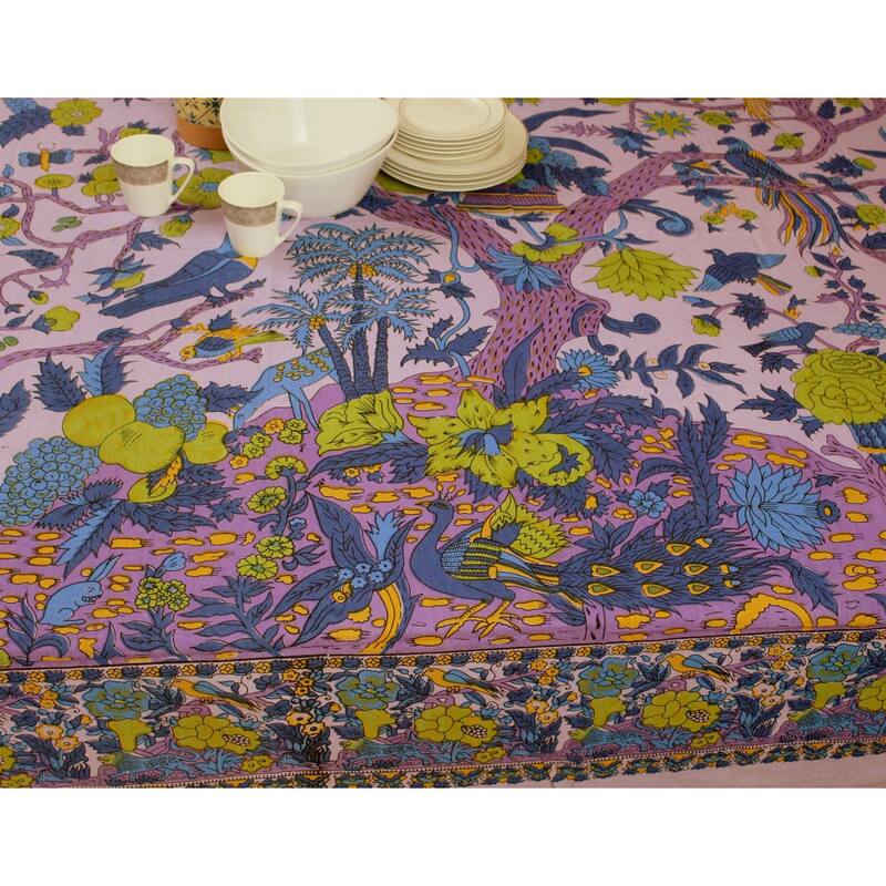 Vibrant Cotton Floral Tree Of Life Tablecloth Collection