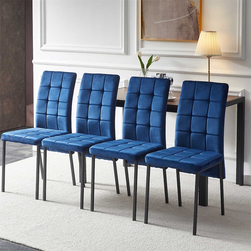 High Back Nordic Velvet Dining Set with MDF Dining Table（Set of 5）