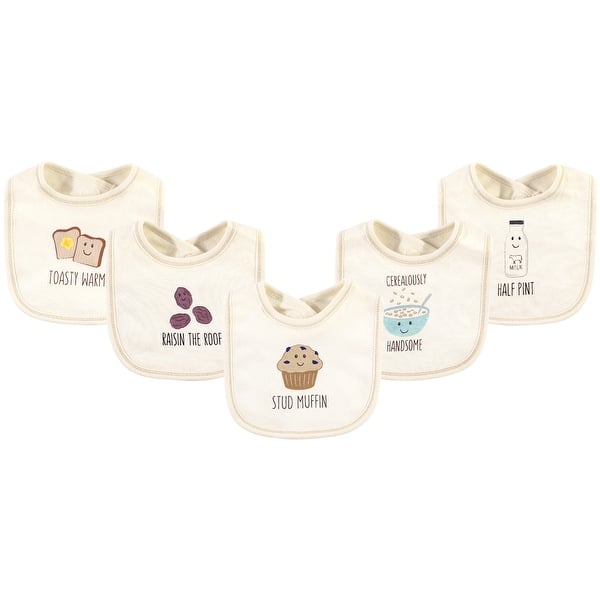 slide 1 of 1, Touched by Nature Baby Organic Cotton Bibs 5pk, Muffin, One Size - Muffin - One Size One Size - Muffin