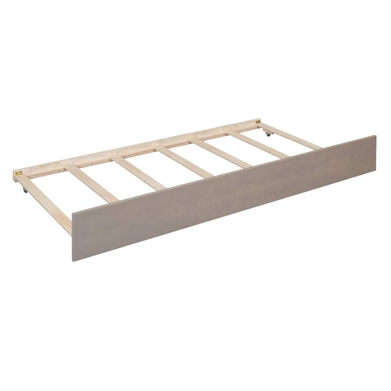 Pine Wood Canopy Platform Bed with Trundle & Drawers