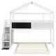 preview thumbnail 7 of 12, Twin over Full House Bunk Kids Bed Frame with Storage Staircase, Blackboard, Pitched Roof, Fun Design, Easy Assembly, White