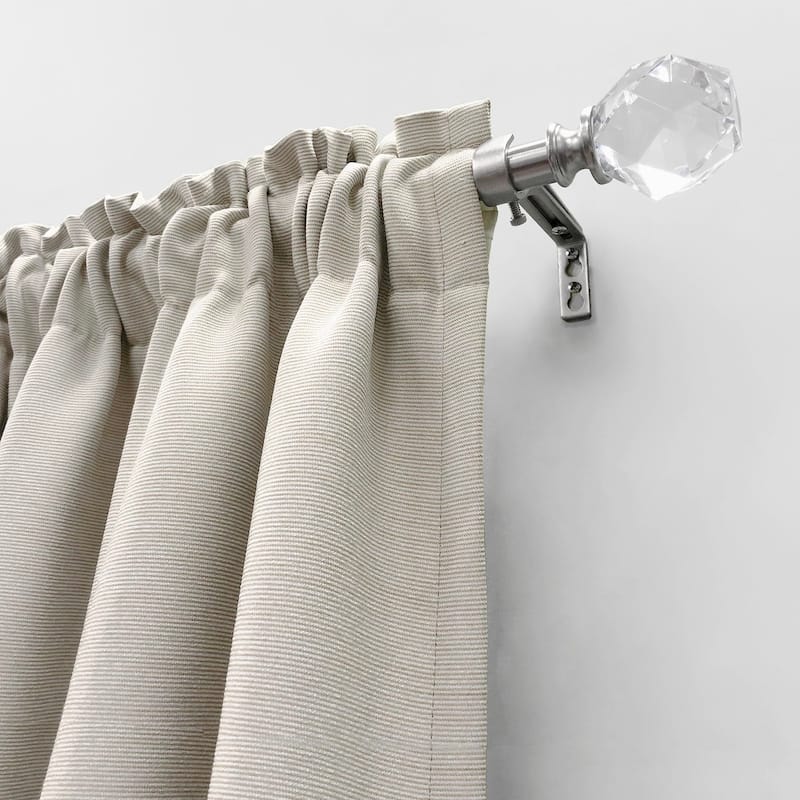 Lumi 3/4" Single Curtain Rod Set Brushed Nickel-Faceted Crystal finial