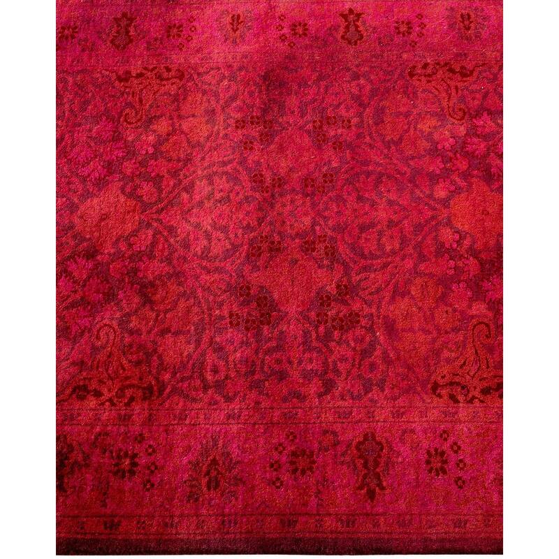 Overton Hand Knotted Wool Vintage Inspired Modern Contemporary Overdyed Pink Runner Rug - 2' 7" x 9' 6"