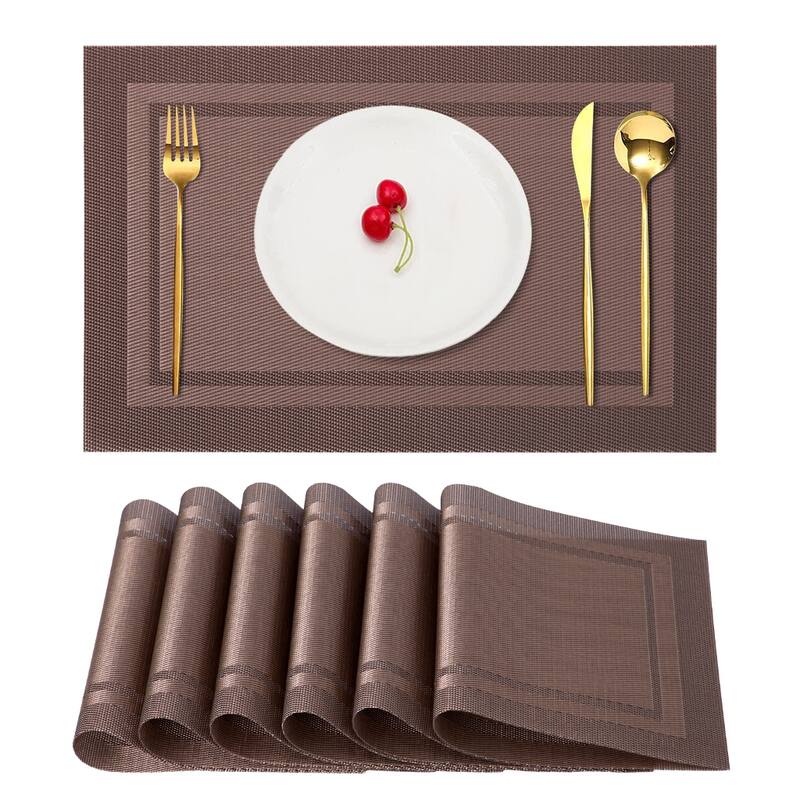 Ray Star classical Placemat Woven Checkered Set of 6 -12" x 18" - 12"×18"