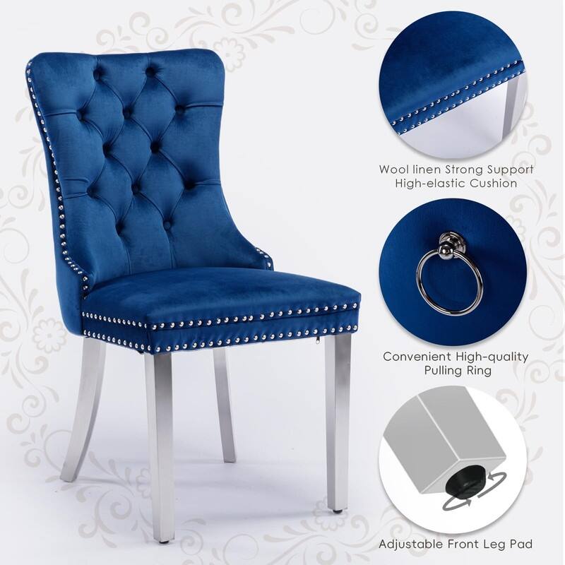 Tufted Naliheads Solid Wood Upholstered Dining Chairs (Set of 2)