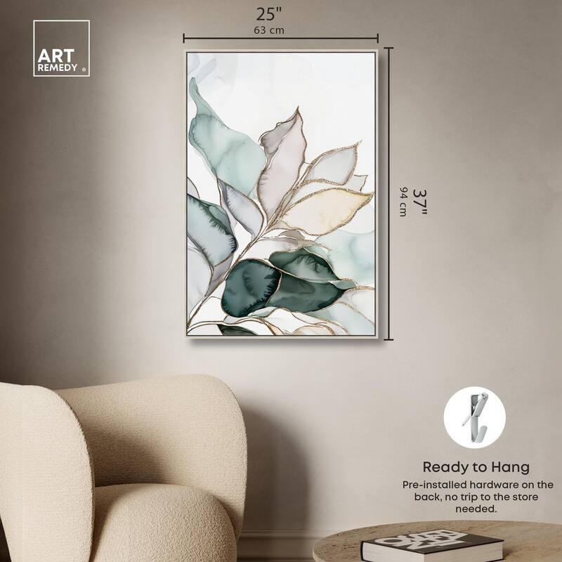 Pastel Leaves with Gold I Canvas by Art Remedy