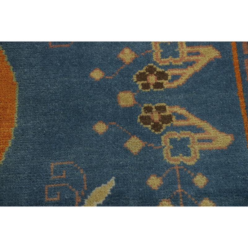 Hand-knotted Traditional Wool Blue Geometric Oriental Area Rug - 10' 1'' X 8' 2''