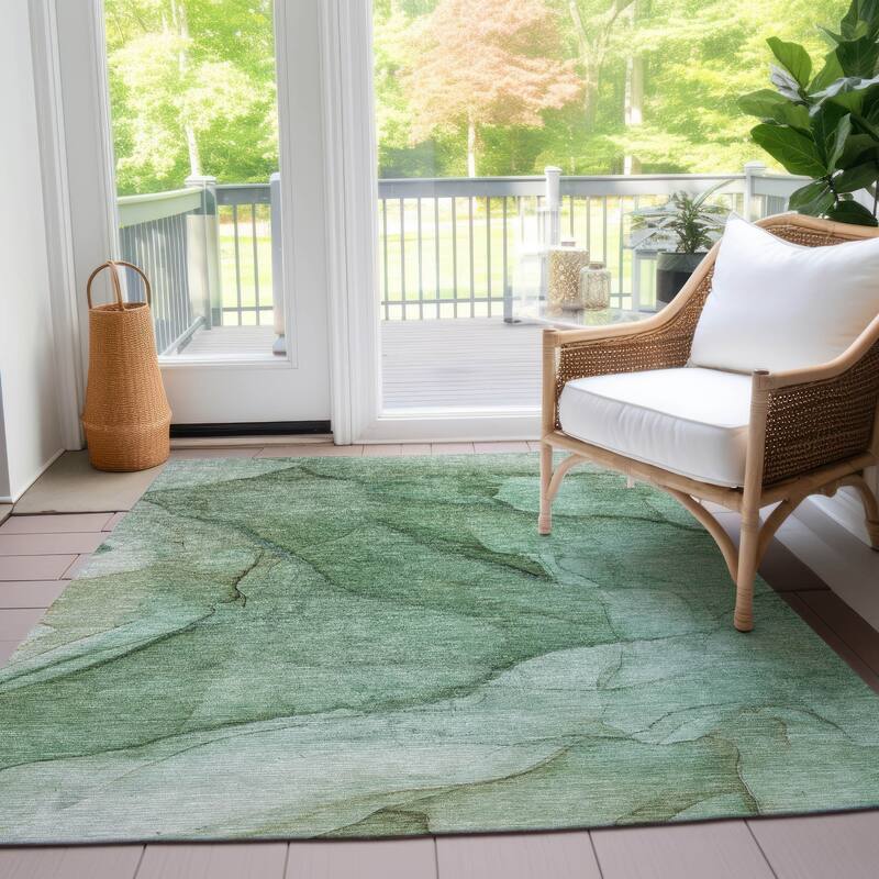 Machine Washable Indoor/ Outdoor Chantille Contemporary Abstract Rug