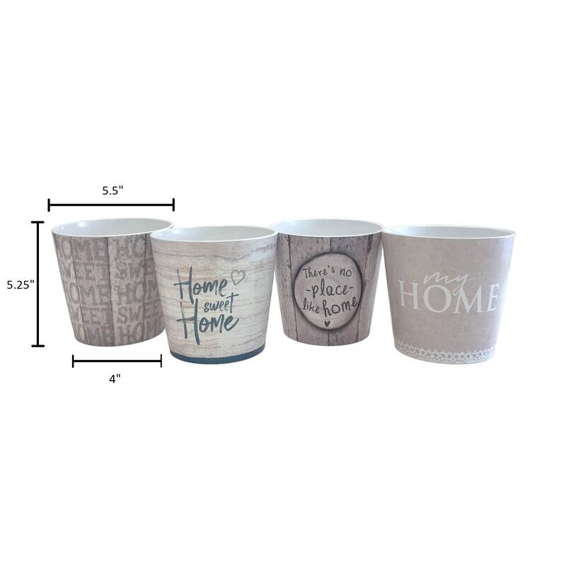 5.5" Dia. Indoor Ceramic Plant Pot Set - Home Collection - 4 Piece Set