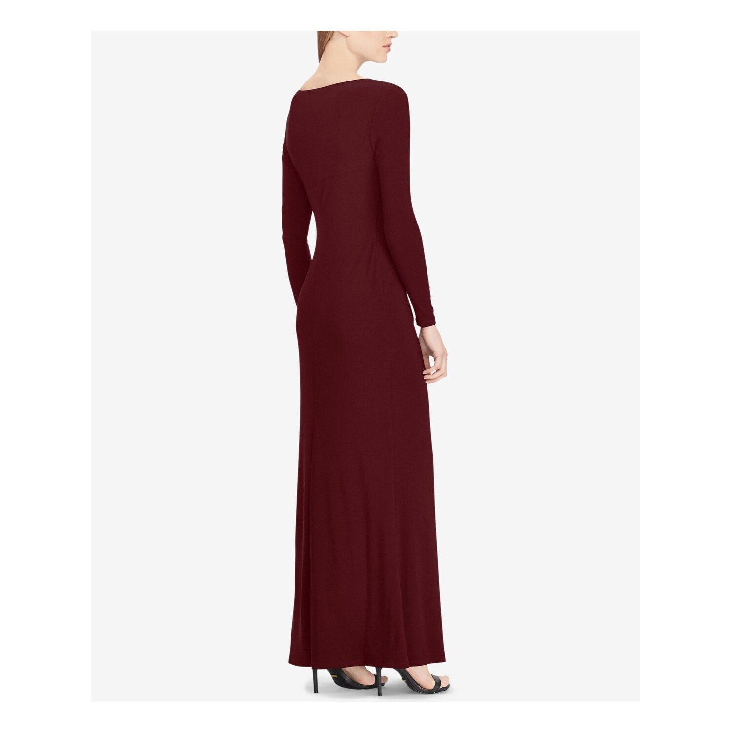 ralph lauren shirred jersey gown