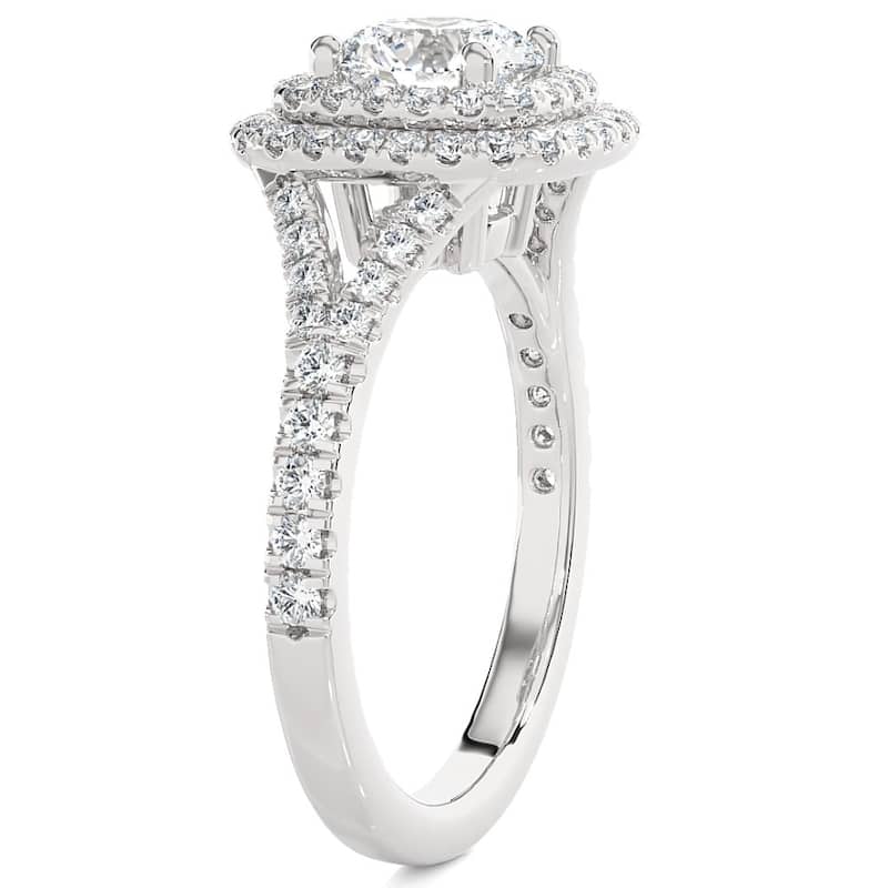 Certified 2 1/5Ct Cushion Halo Diamond Engagement Ring Gold Lab Grown