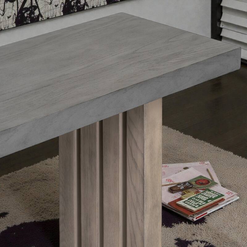 Oak Veneer Console Table with Unique Side Design, Modern Entryway Table for Hallway Living Room