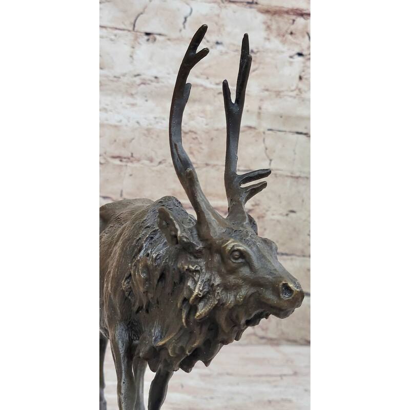 Signed Milo Male Deer Stag Buck Wildlife Bronze Sculpture Statue Figurine Art