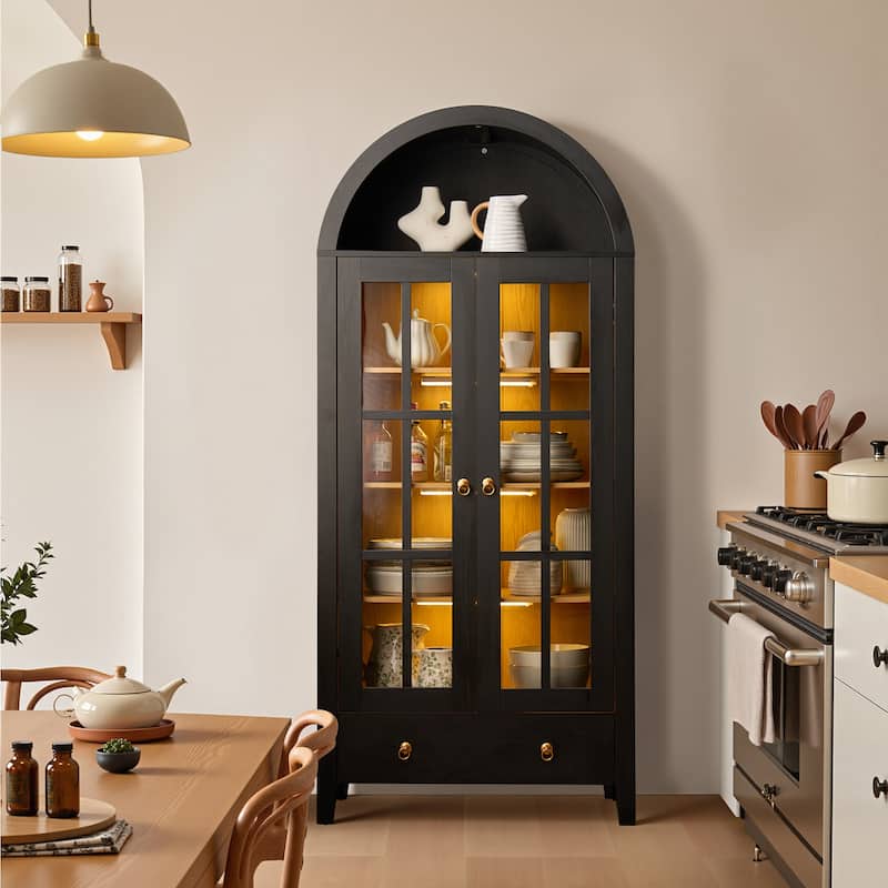 OVIOS Nordic Style Arched Cabinet & Bookshelves