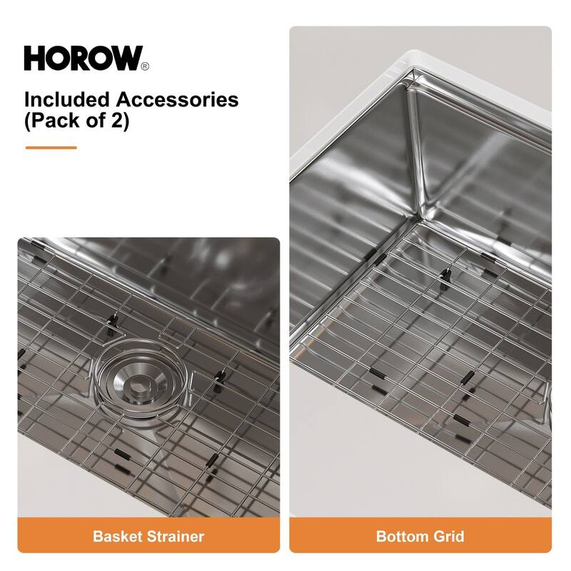 HOROW 32 in 16-Gauge Undermount Single Bowl Stainless Steel Kitchen Sink with Accessories