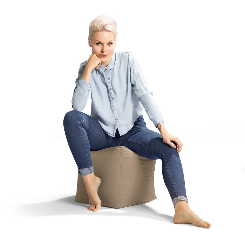 Sitting Point Oxford Fabric Cube Brava Pouf