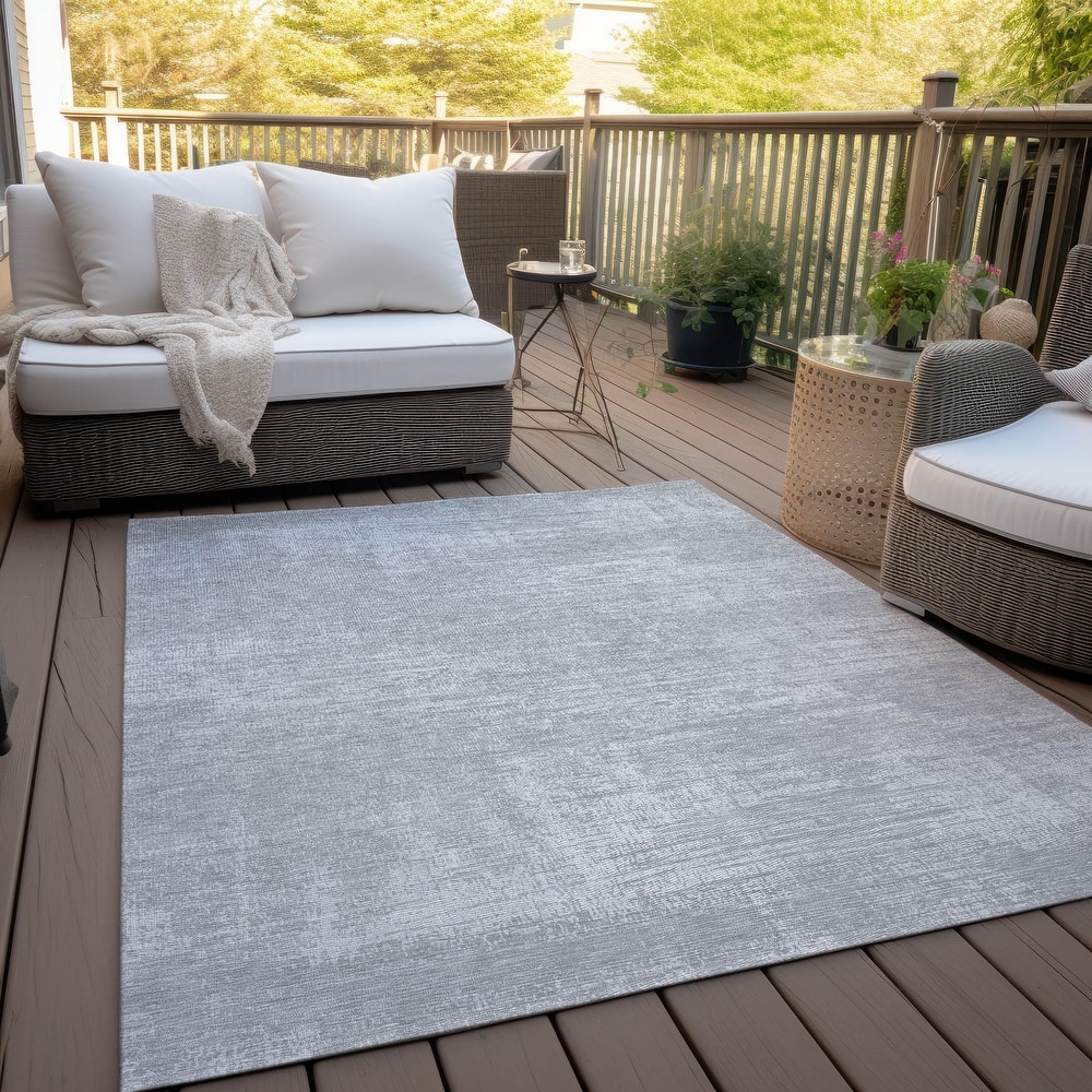 Machine Washable Indoor/ Outdoor Chantille Abstract Solid Rug