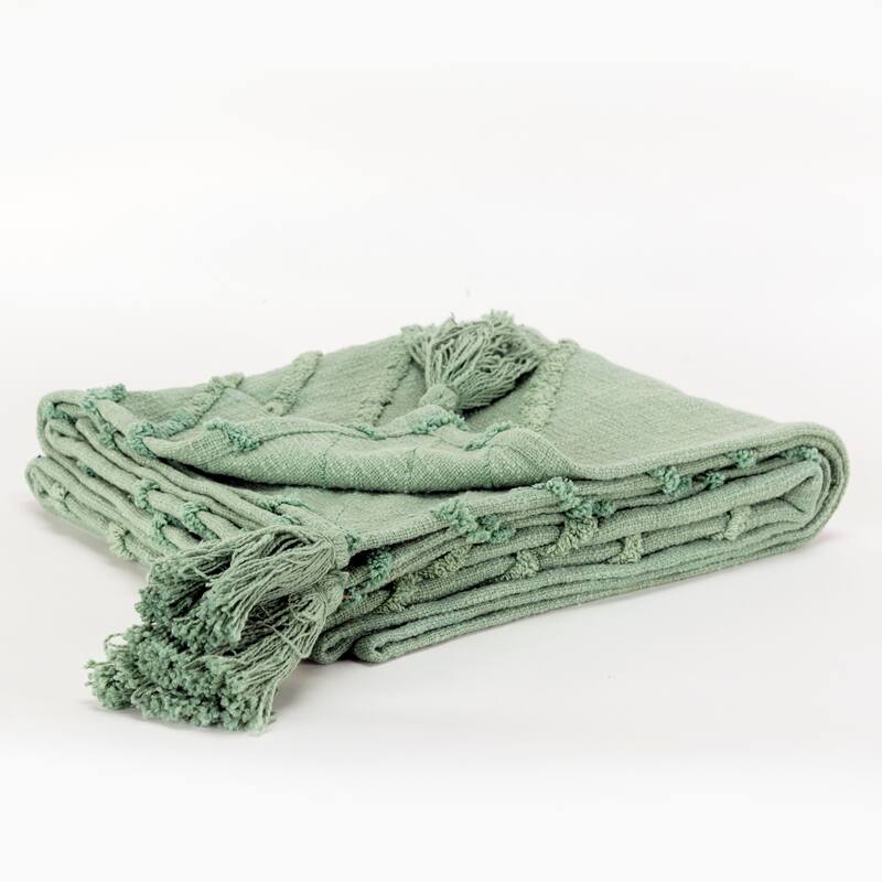 Rizzy Home Geometric Textured Cotton Throw - Green