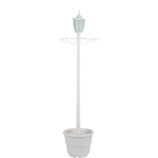 Sun-Ray Crestmont Flaming LED Solar Lamp Post Planter with Hanger