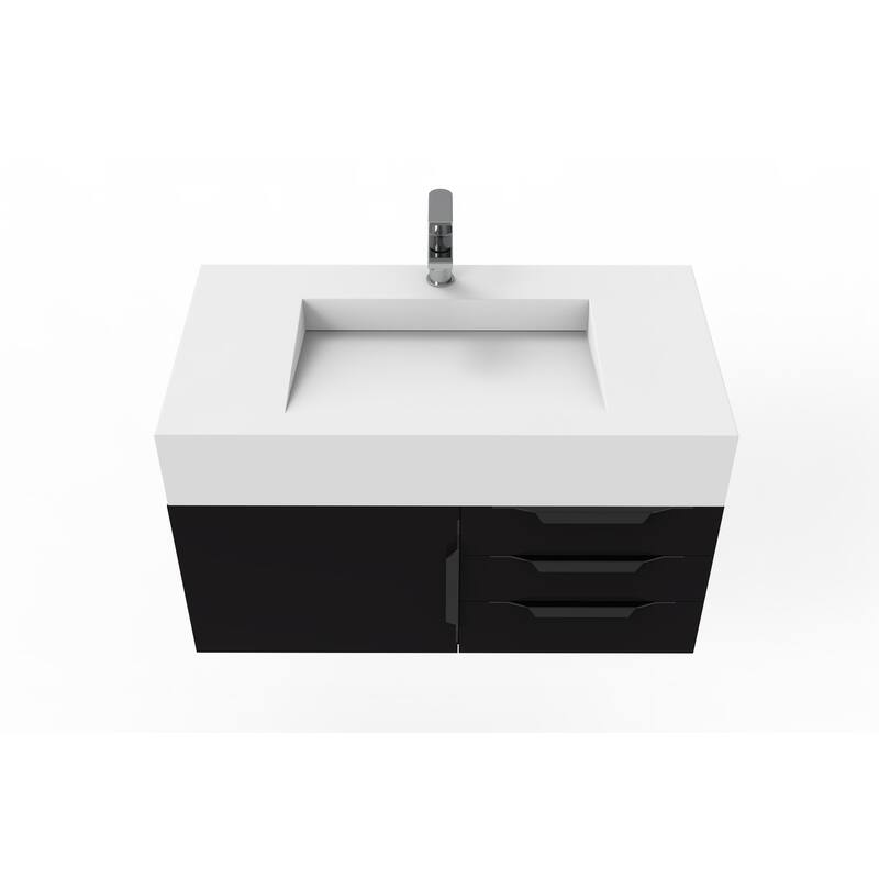 Nile 36-Inch Wall Mounted Bathroom Vanity Set w/ White Top