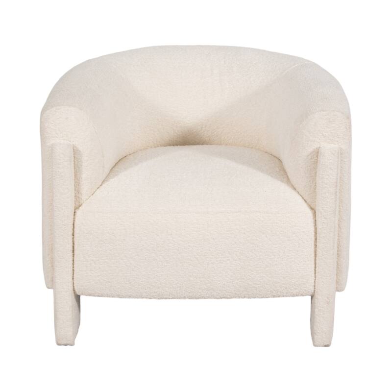 Contemporary Curved Upholstered Barrel Chair Plush Seat and Wood Frame