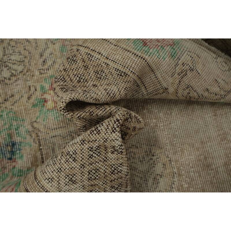 Hand Knotted Oriental 100% Wool Carpet Transitional Floral Beige & Ivories Anatolian Area Rug - 8' 7'' X 5' 9''