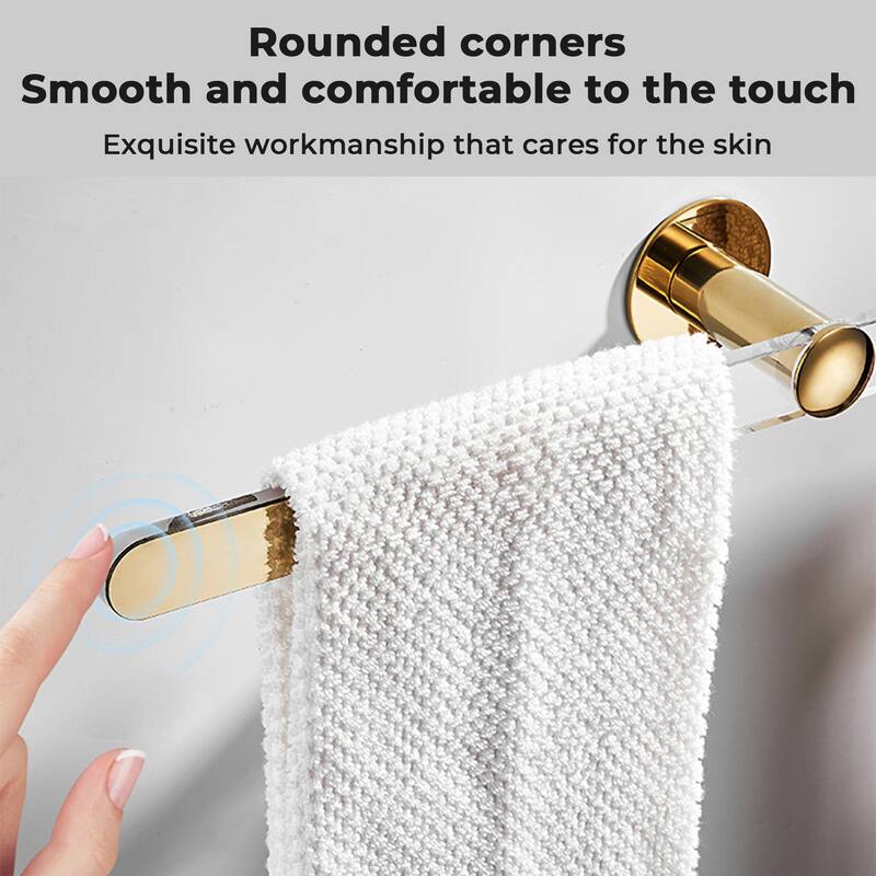 Modern Minimalist Gold Acrylic Towel Bar Towel Rack - Elegant Design For Bathroom & Kitchen - 0.98'' H X 19.68'' L X 2.75'' D
