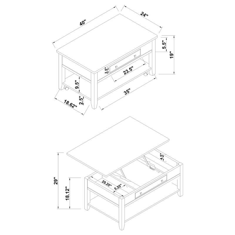 Bradford Lift Top Coffee And End Table Set Walnut