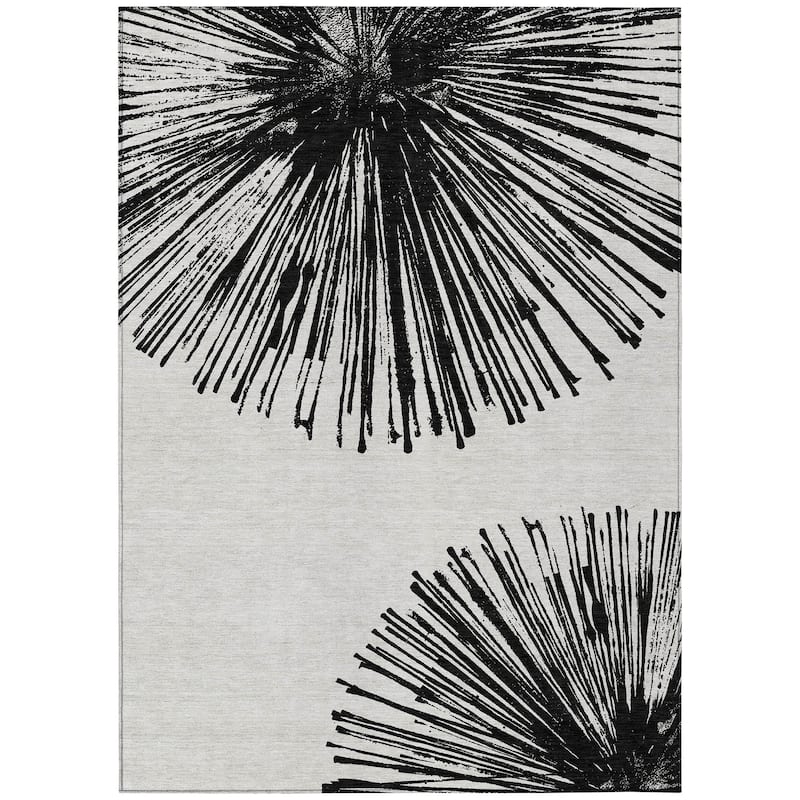 Machine Washable Indoor/ Outdoor Chantille Contemporary Burst Rug