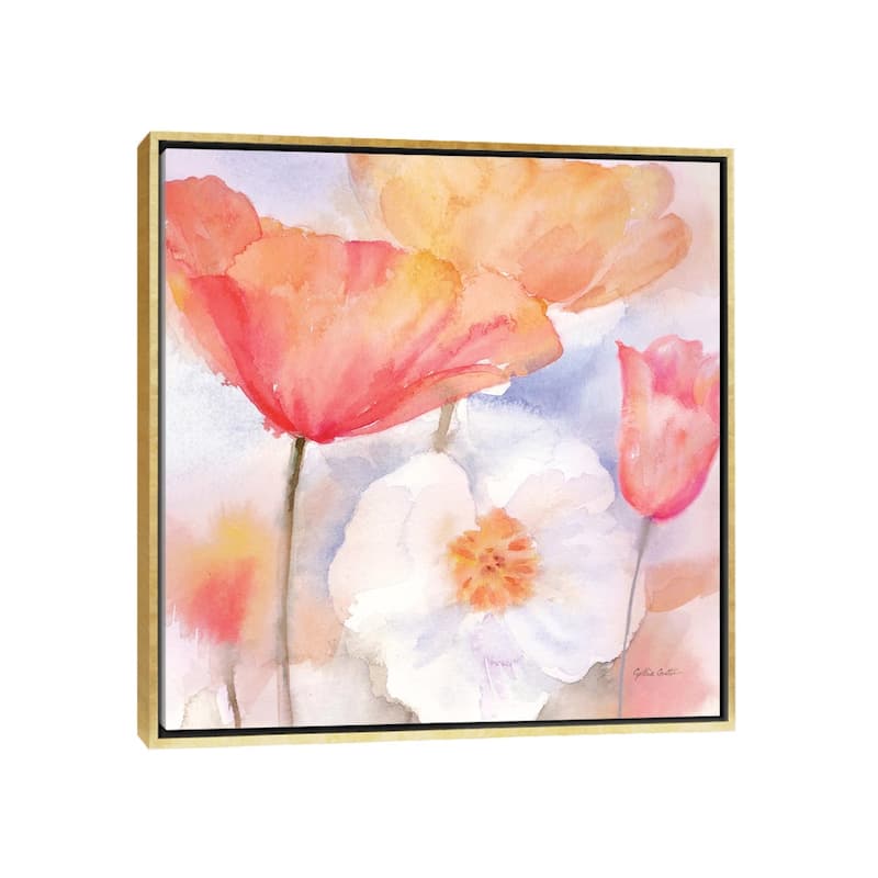 iCanvas "Watercolor Poppy Meadow Pastel I" by Cynthia Coulter Framed Canvas Print - Gold - 26x26