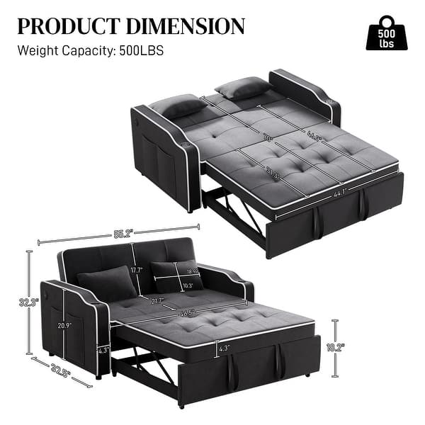 dimension image slide 1 of 10, Ouyessir 3 in 1 Multi-Functional Convertible Sleeper Sofa Bed