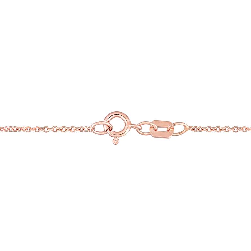 Miadora 10k Rose Gold Oval-cut Morganite & 1/10ct TDW Diamond Floral Halo Station Necklace