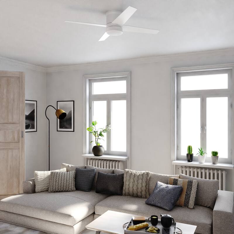 Erie Flush Mount Ceiling Fan with LED Light Kit and Remote