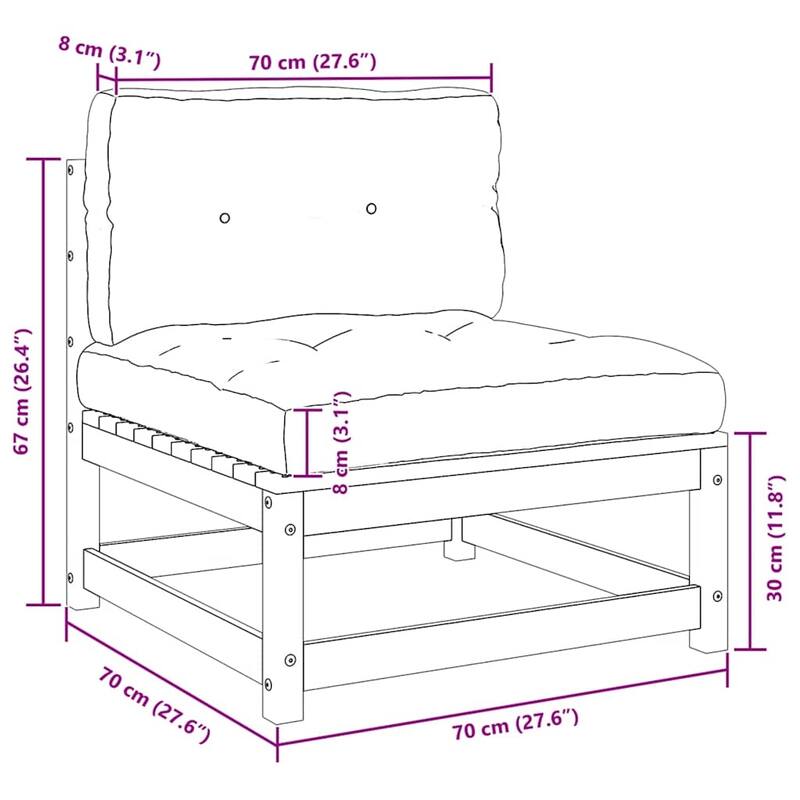 vidaXL Patio Furniture Outdoor Sectional Set with Cushions Solid Wood Pine