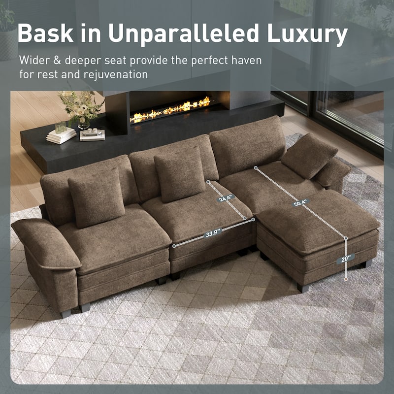 MAISON ARTS Chenille & Corduroy Modular Sectional Sofa Set, Comfy 5/6/7-Seat Living Room Couch with 3-Seater or Loveseat