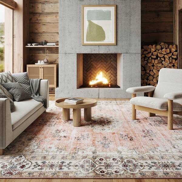 slide 2 of 38, Nuloom Teja SplashGuard Persian Medallion Machine Washable Area Rug