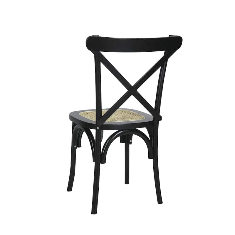 Colmar Classic Traditional X-Back Wood Rattan Dining Chair, Natural (Set of 2) by JONATHAN Y