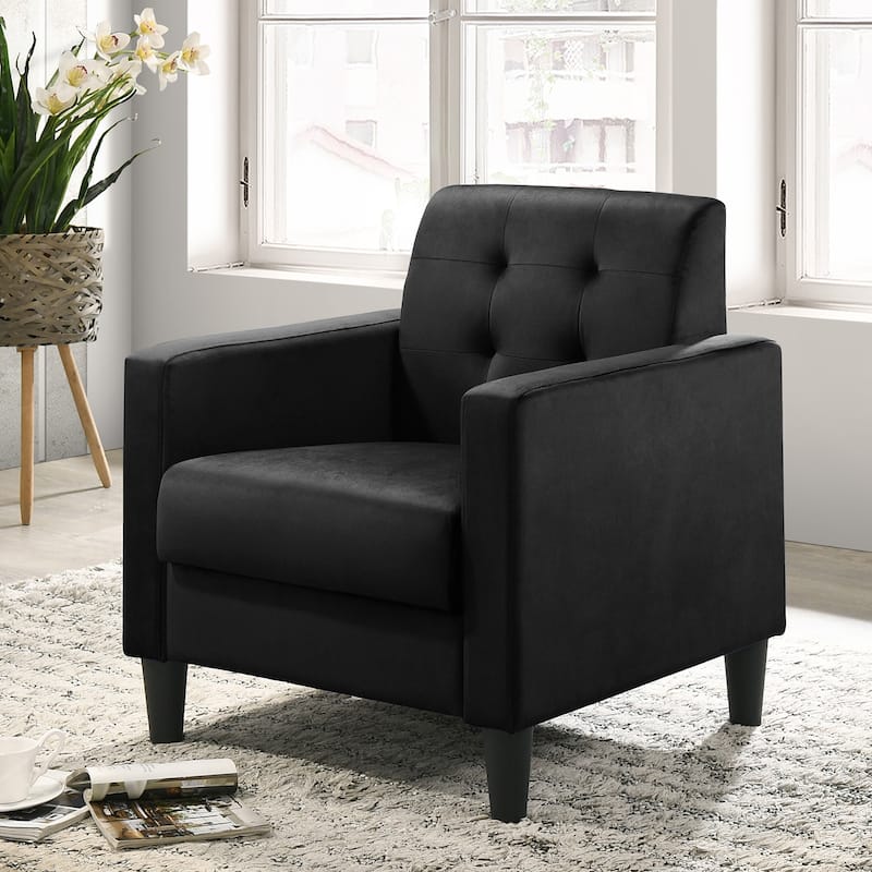 Velvet Upholstered Accent Armchair with Tufting