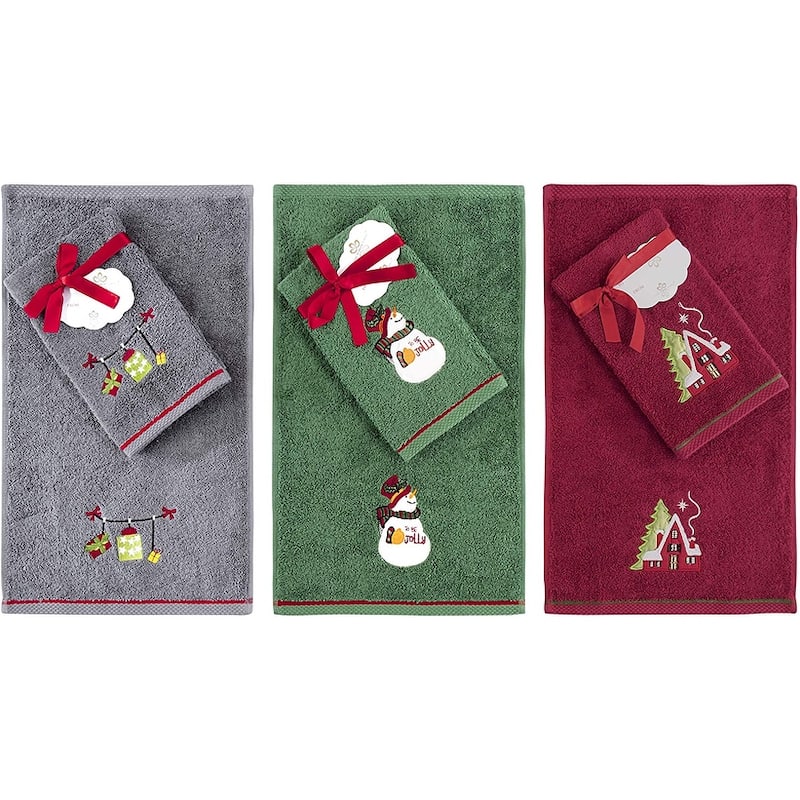Christmas Fingertip Bath Towels Gift 12 Piece Hand Set - N/A