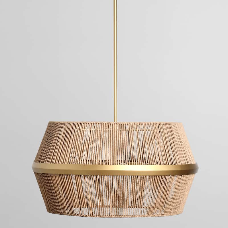 Wendy 6-Light Iron and Rattan Chandelier by Kosas Home