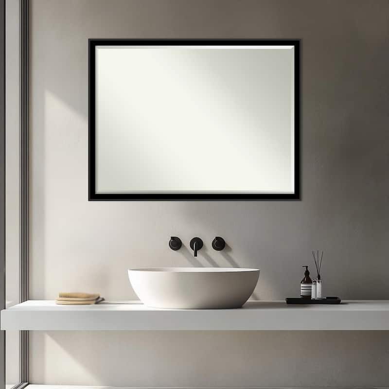 Incline Half-Inch-Bevel Wood Framed Bathroom Vanity Wall Mirror