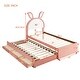 preview thumbnail 19 of 30, Twin/Full Size Upholstered Platform Bed Rabbit-Shaped Headboard with Embedded LED Lights and 3 Drawers