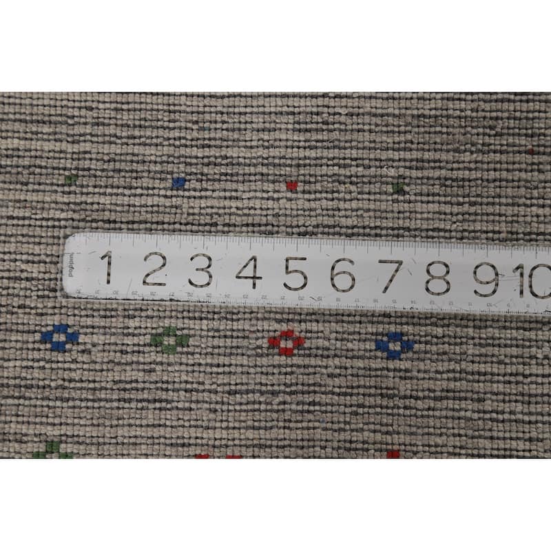 Tribal Gray Gabbeh Area Rug Handmade Wool Carpet - 7'11" x 12'1"